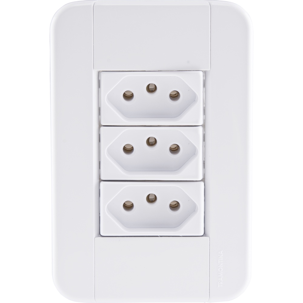 Conjunto 4x2 com 3 Tomadas 2P+T 20 A 250 V Tramontina Tablet Branco