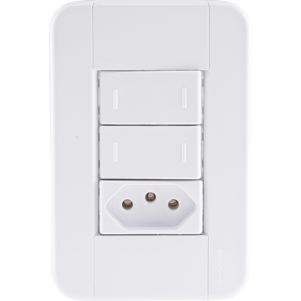 Conjunto 4x2 com 2 Interruptores Paralelos 10 A 250 V e 1 Tomada 2P+T 10 A 250 V Tramontina Tablet Branco