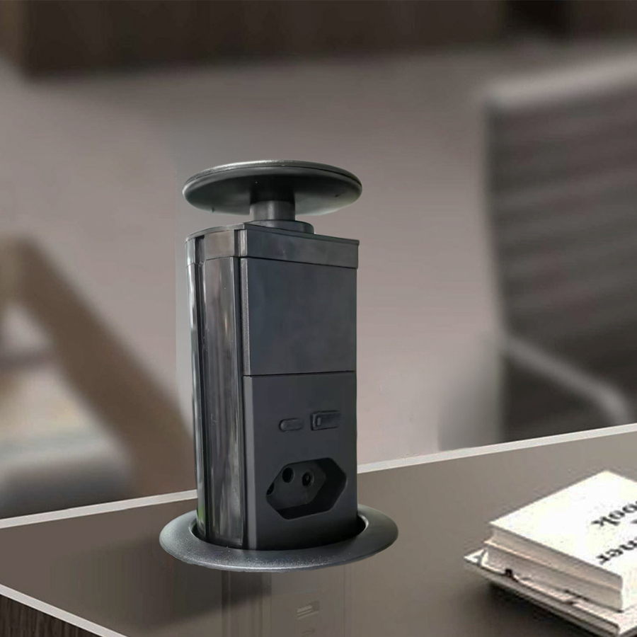 Tomada torre embutida mesa, tomada brasileira USB compatível celular e tablet