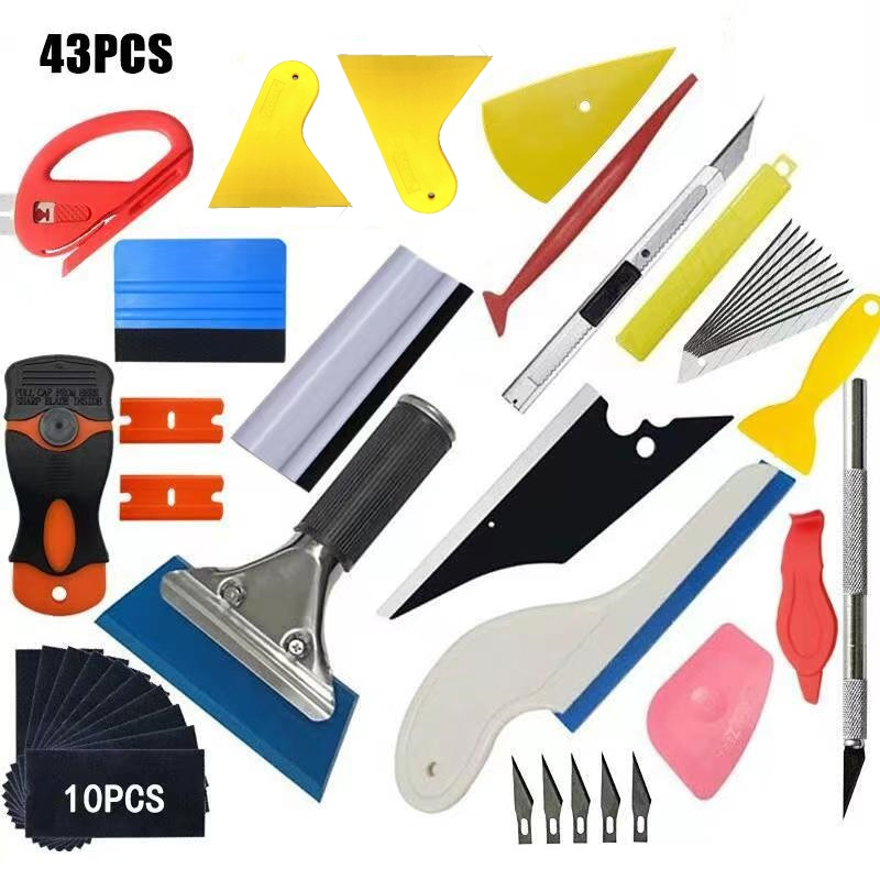 KTM 43pcs/set Professional Car Window Film Handle Squeegee Kits De Ferramentas Coloridas Raspadores De Filme De Embrulho Tintas Instalação De Acessórios