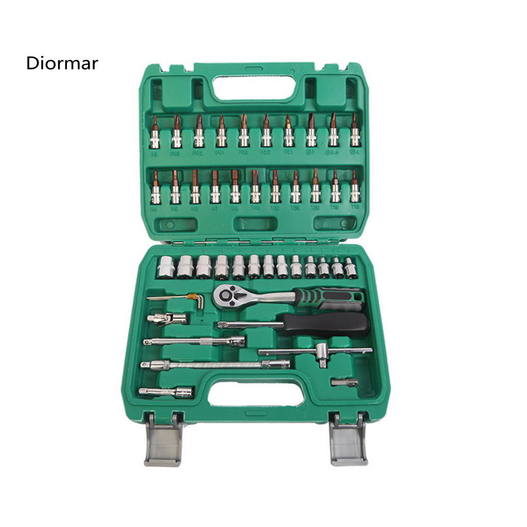 Double-tooth Ratchet Wrench 46pcs Car Repair Kit with 72t/24t Professional Socket Set High Hardness Auto Tool for Vehicl
