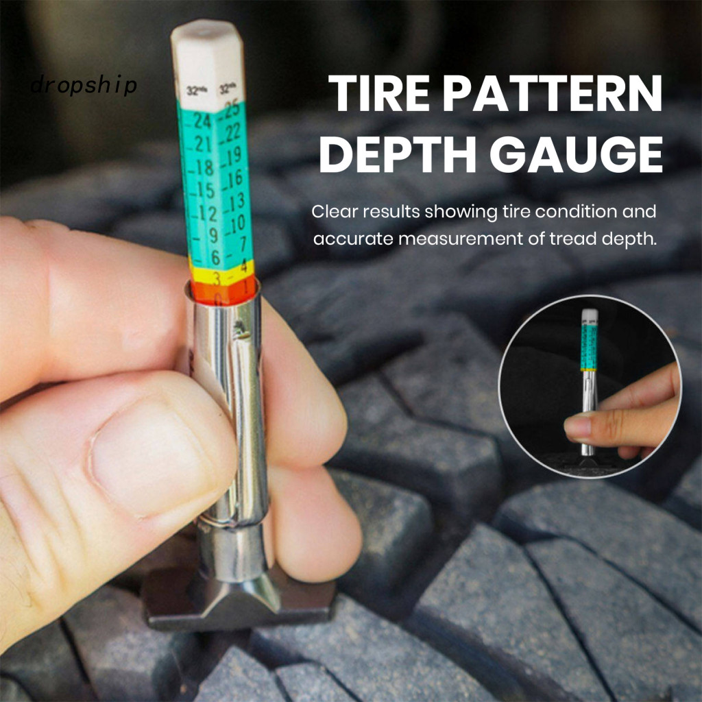 1mm Range Tire Tread Measurement 0-25mm Stainless Steel Car Depth Gauge Color Coded Professional Thread Meter Tool for A