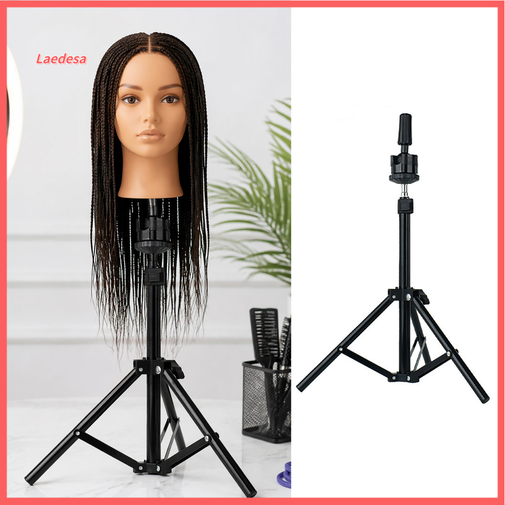 Hair Perming Training Wig Stand Adjustable Aluminum Alloy Tripod Durable Mannequin Head Holder for Cosmetology Hairdress
