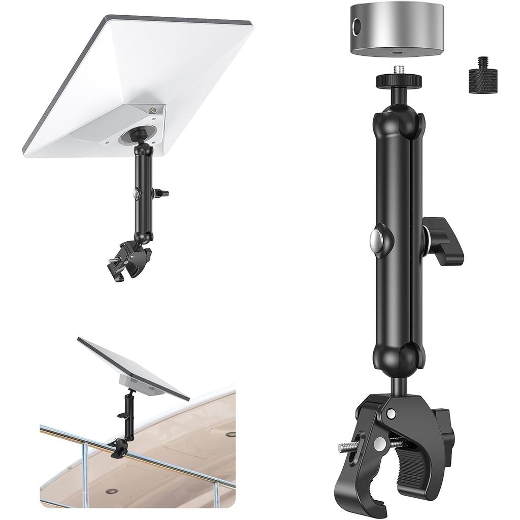EDUP LOVE Starlink Mini Clamp Mount for RV Camper Roof Rack Balcony, 2026 Upgraded Adjustable Aluminum Tripod Pole Brack