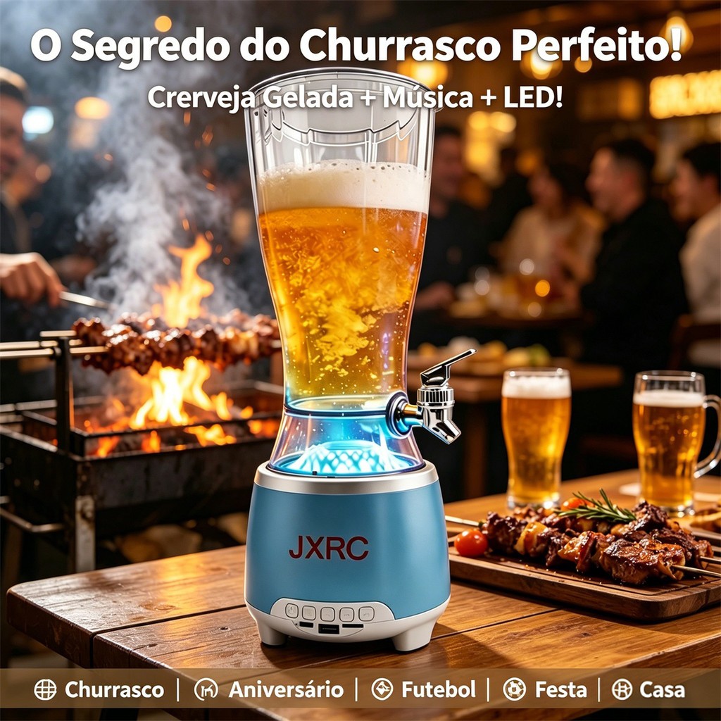 2.5L Bluetooth Beer Tower LED Speaker for Barbecue Party Bar Birthday Gift