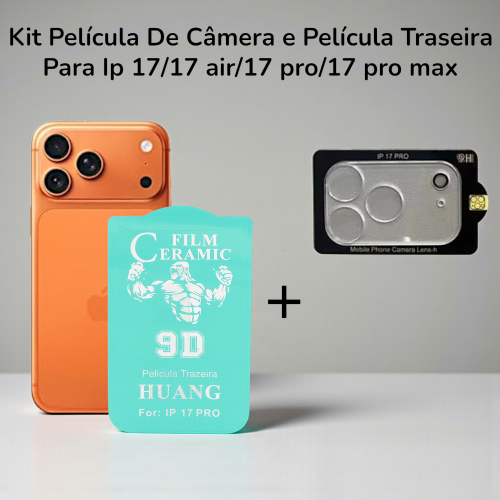 Kit Protetora De Cãmera E Película Traseira Para Ip 17/ 17 Air/17 Pro/ 17 Pro Max