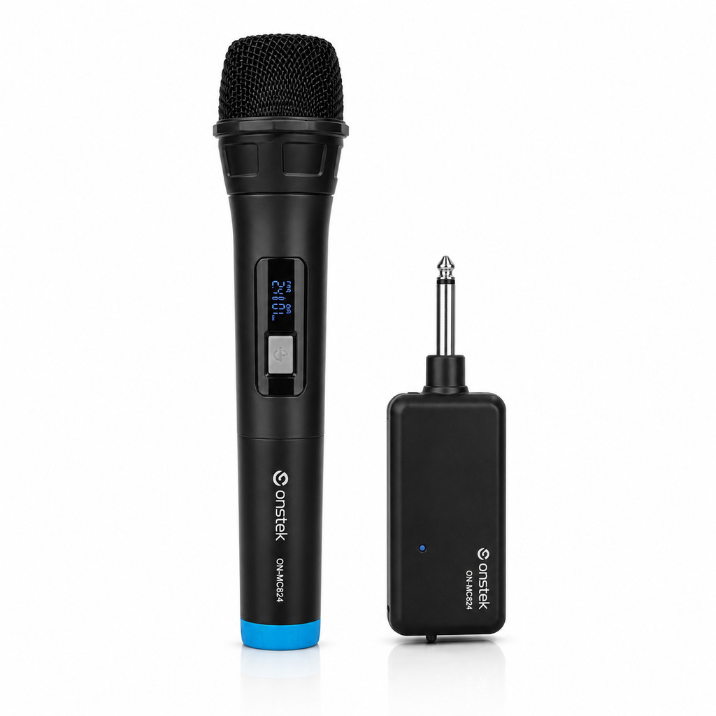 Microfone Sem Fio Profissional Visor Digital 2.4GHz Recarregável Receptor P10 Alcance 40m Karaokê Igreja
