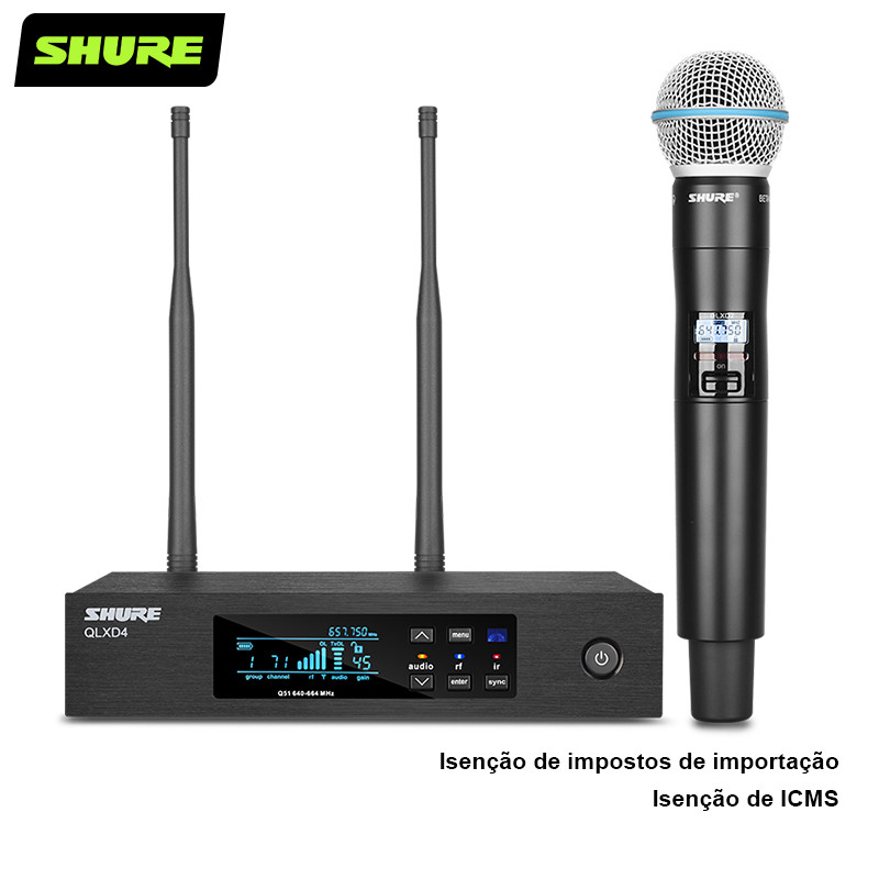 Sistema Digital Sem Fio SHURE QLXD4-Áudio De 24 Bits , Rebobinamento De 100 M ,Uhf Beta 58a Metal Pesado