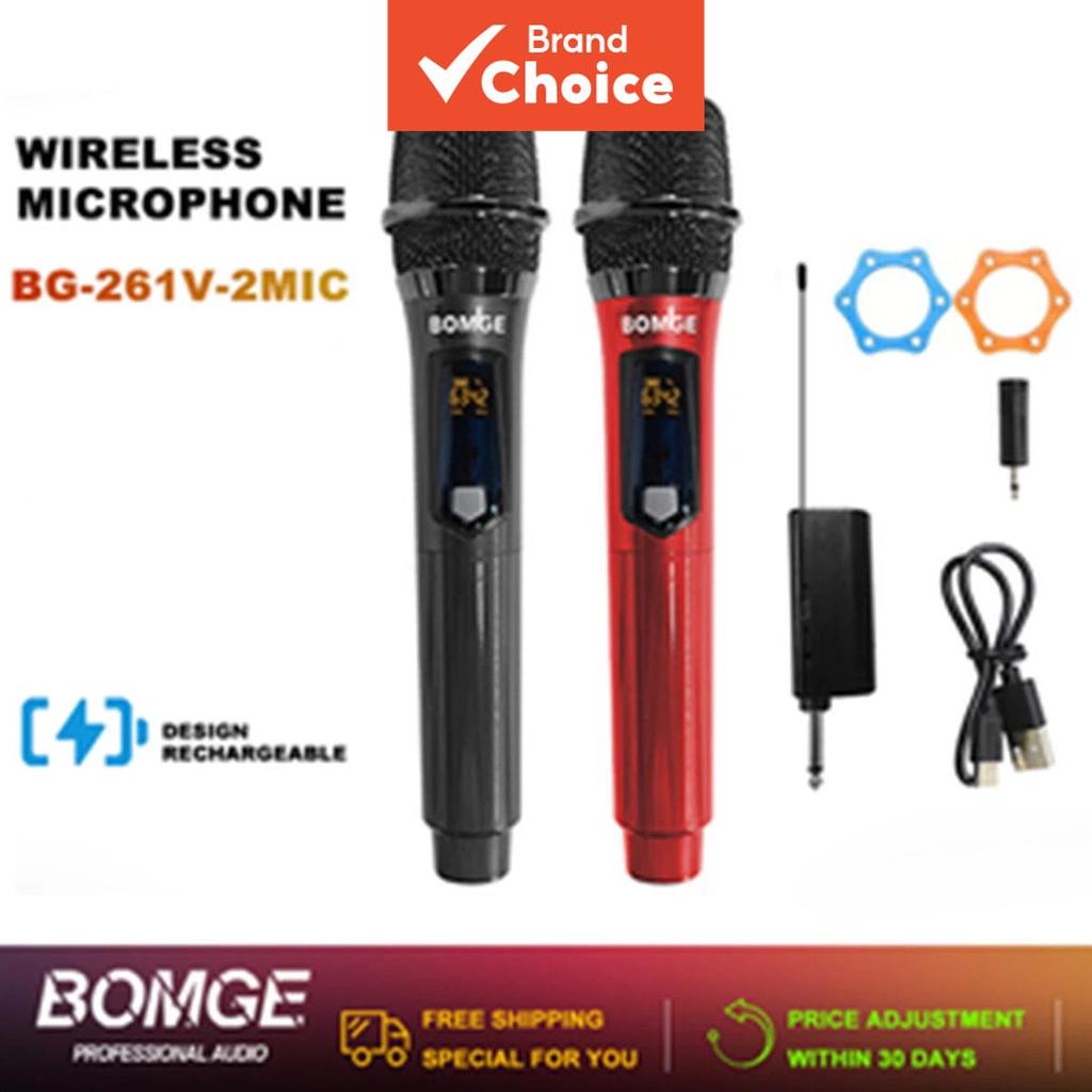 BOMGE Microfone Profissional Portátil Sem Fio com Visor Digital Recarregável para Sistema Amplificador de Som,