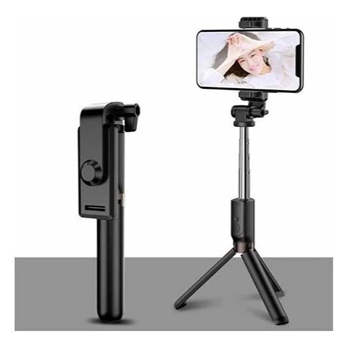 Tripé Bastão de Selfie Ajustável com Controle Bluetooth Retrátil 360° para Celular Smartphone