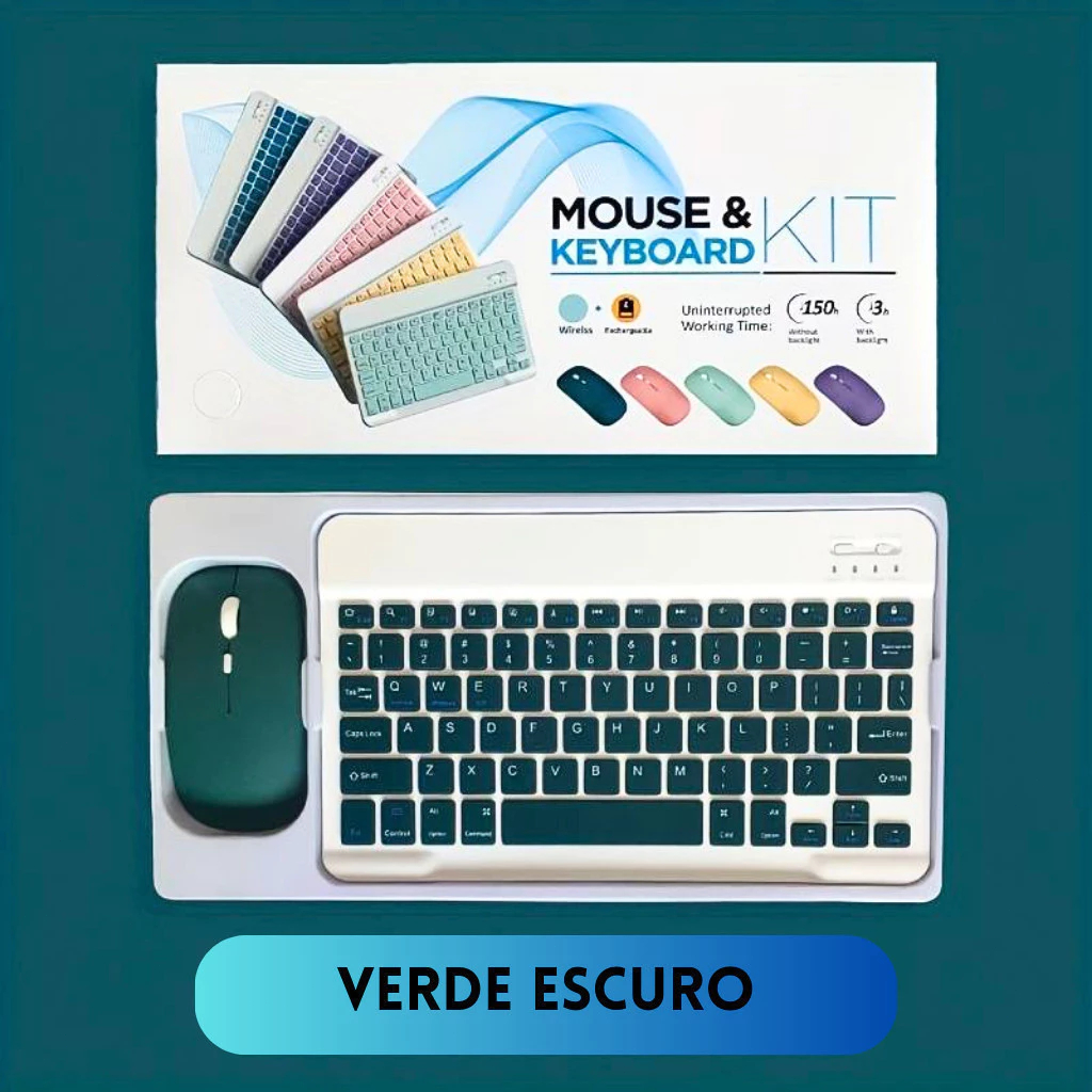 KIT Teclado + Mouse Via Bluetooth Compacto e Design Moderno - Compatível Com Smartphones/Notebook/Tablet