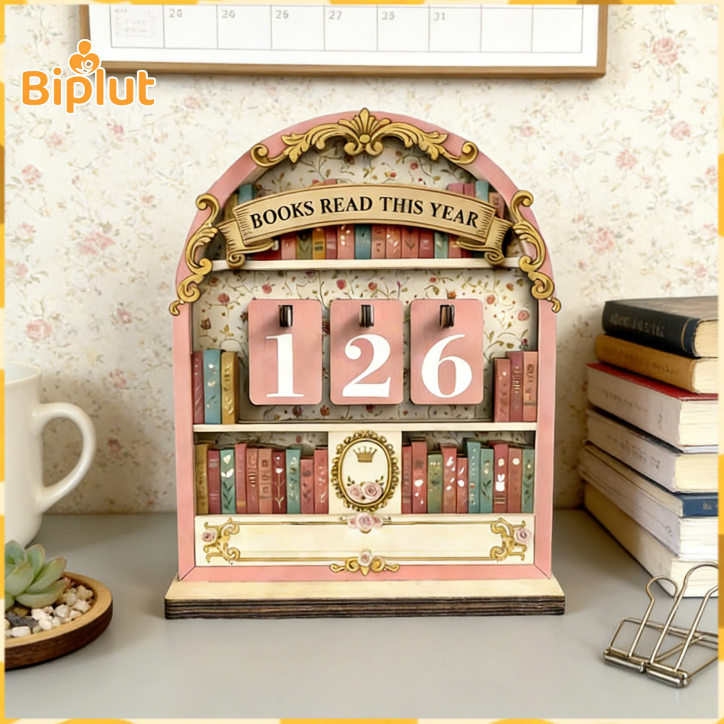 Adjustable Book Tracker Wooden Reading Sign – Home Library Decor Bookshelf Counter for Lovers Teachers Librarians Perf