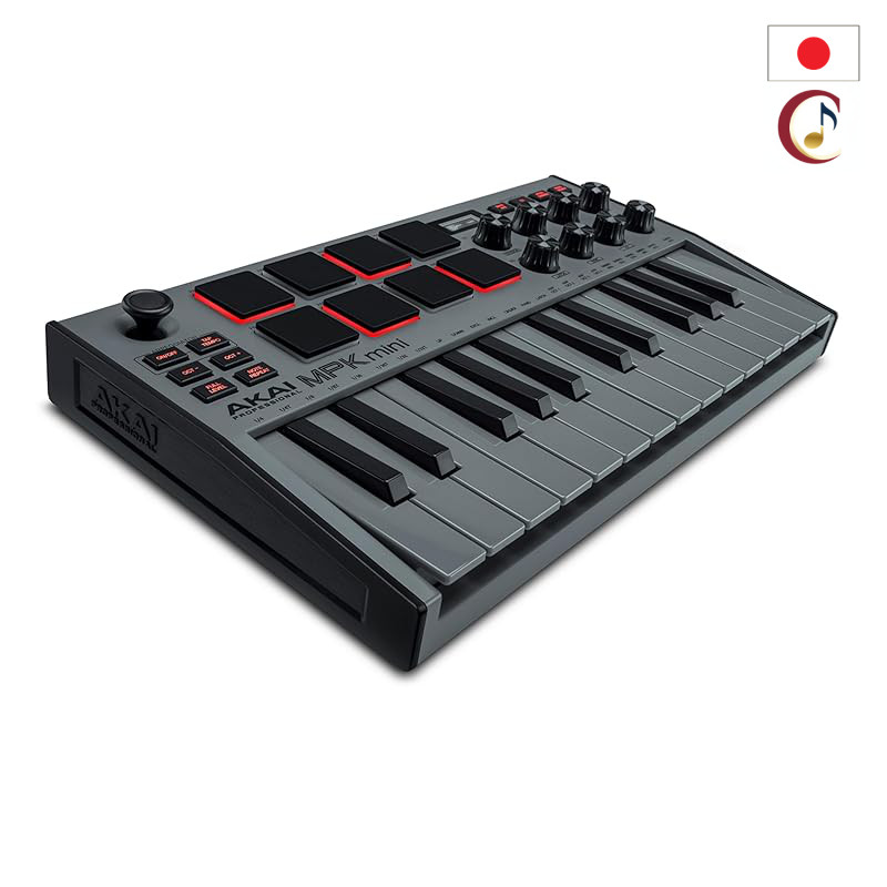 Akai Professional MPK Mini MK3 25-Key USB MIDI Keyboard Controller, 8 Backlit Drum Pads, 8 Assignable Knobs, Velocity-Se