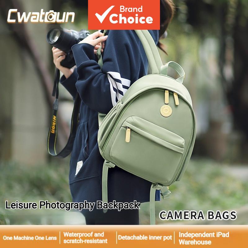 Mochila para câmera Cwatcun, bolsas modernas de câmeras reflex digitais de lente única e tripé com compartimento para