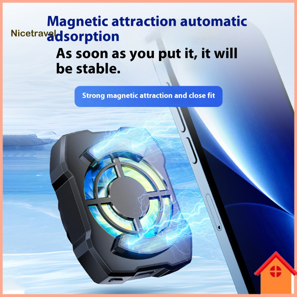 Phone Fan Low-noise Mobile Rechargeable Wireless Magnetic Cooler for Gaming – Low Noise 3 Speed Adjustable Led Lights