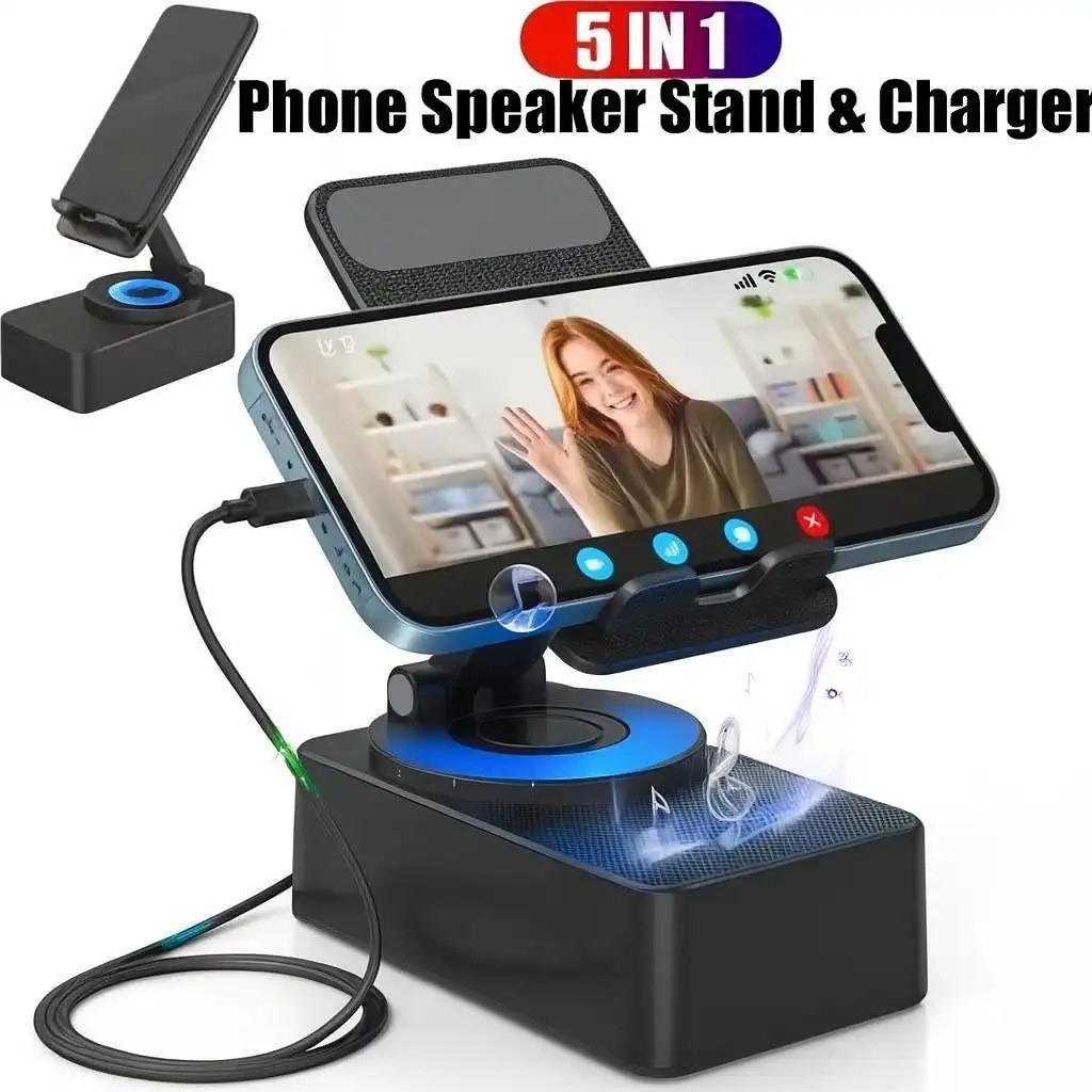 5-in-1 Bluetooth Speaker 1800mAh |   Wireless Speaker + Power Bank + Foldable Stand |   Wireless Speaker + Power Bank +