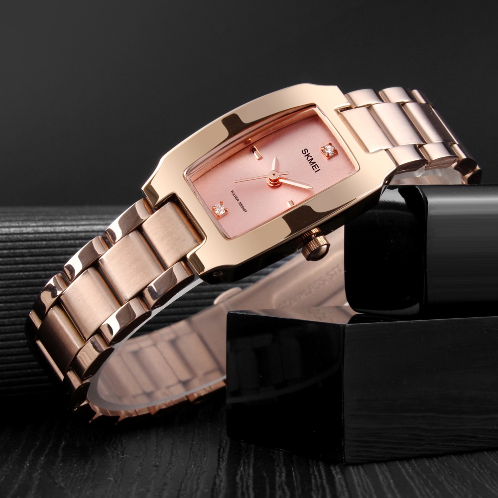 SKMEI 1400RG Quartz Watch Women Dress Watches Waterproof Stainless Steel Wristwatch Rose Gold