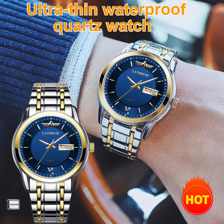 【Elegante e Funcional】Authentic Men's Quartz Watch with Calendar Waterproof Wristwatch/Slim Men's Dress Watch/Fashion Me