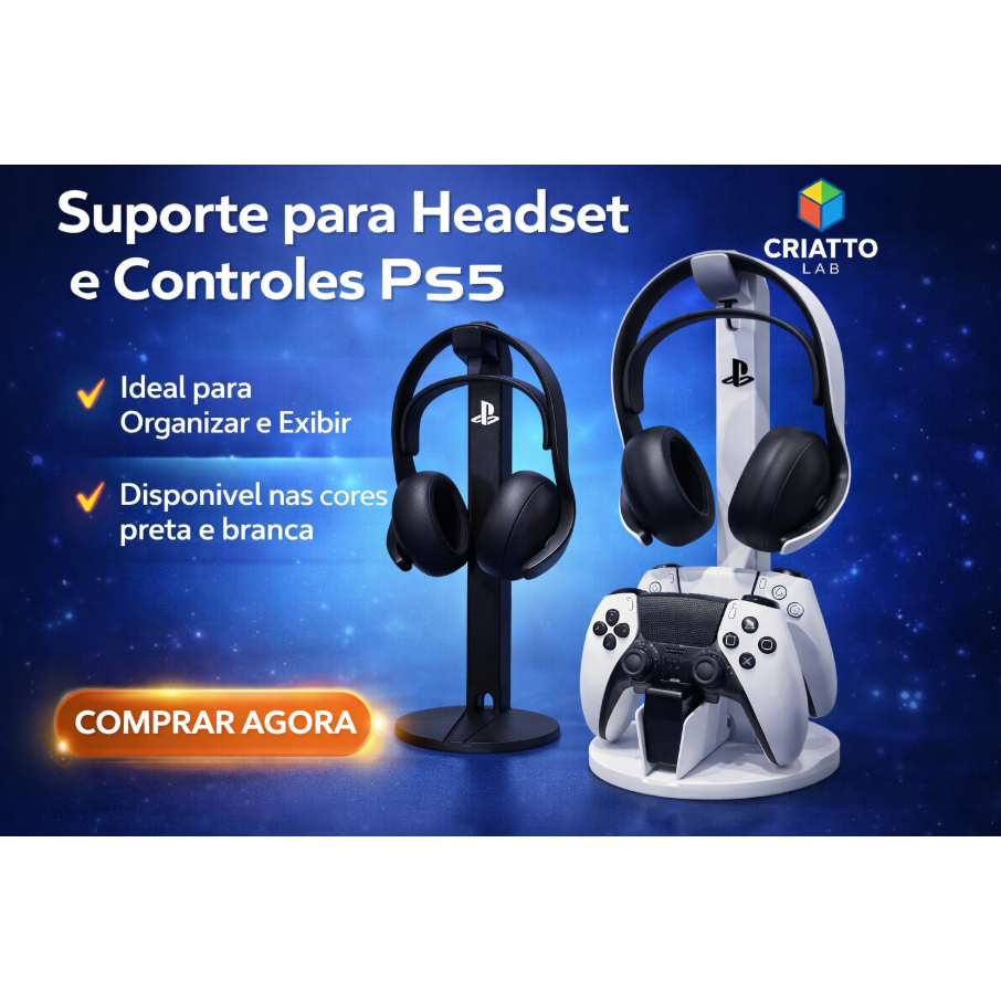 Suporte Vertical Exclusivo para Pulse Elite com suporte p/ Base para Carregador DualSense PS5