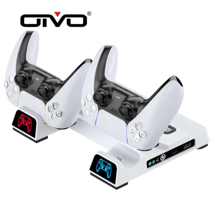 Suporte Base PS5 Com LED USB-C Carregador P/ Controle
