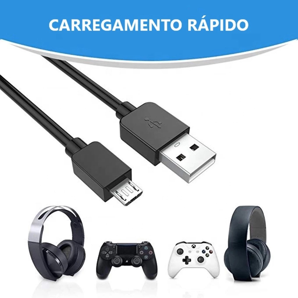 Cabo Carregador Controle Ps4 playstation 4 Play 4 V8 Micro Usb  2 METROS Carregamento Rápido