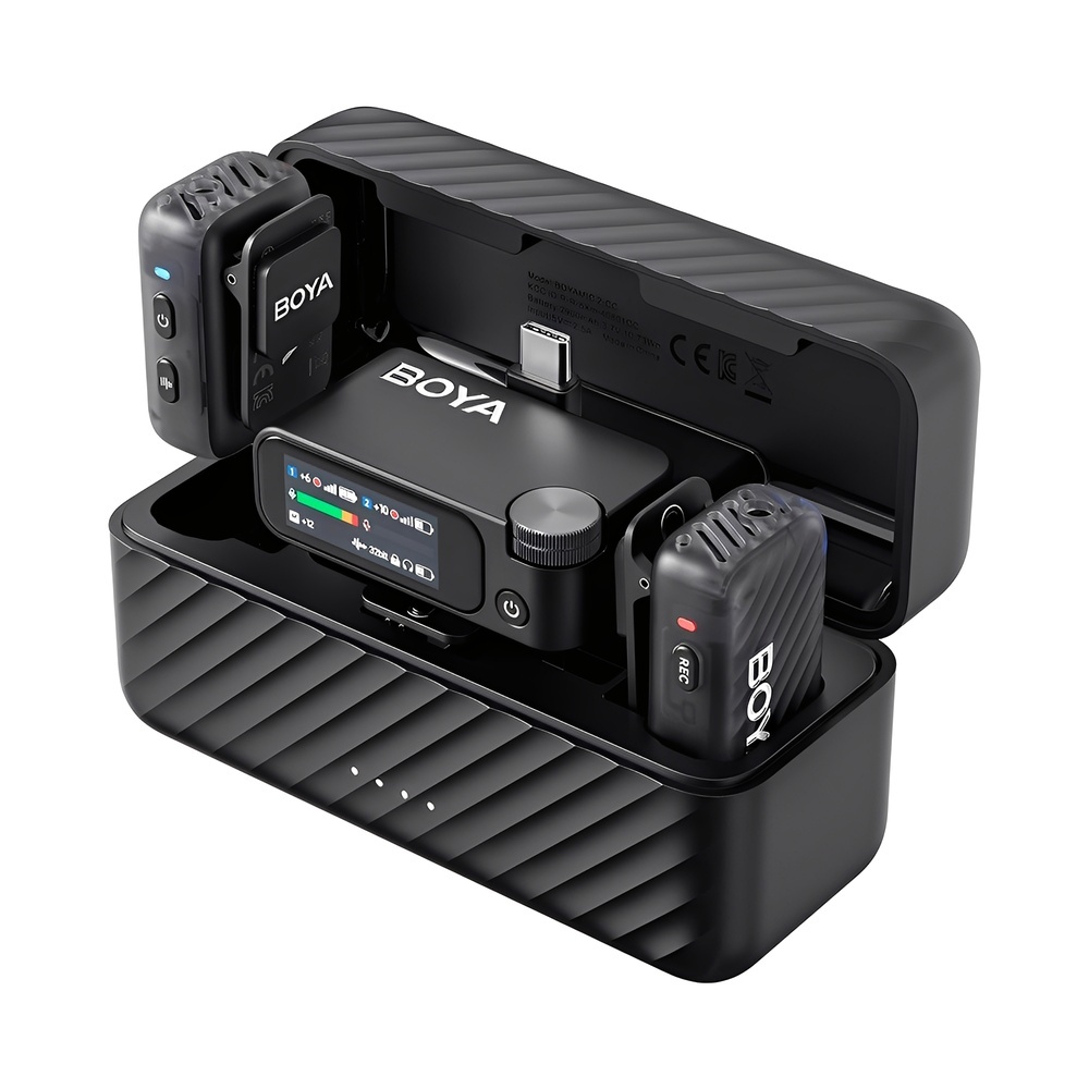 Microfone de Lapela Boya Boyamic 2-02 Usb C/3.5mm Preto