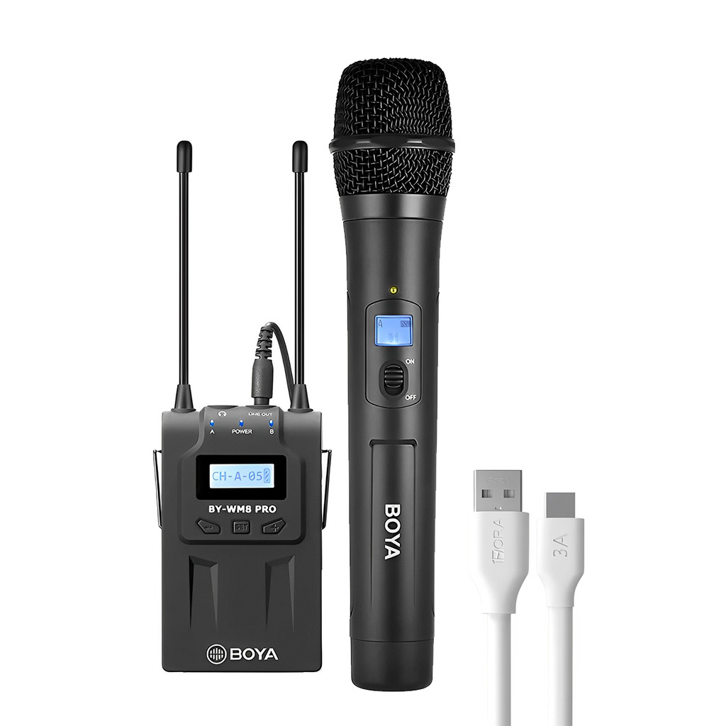 Microfone Sem Fio Boya By-WM8 Pro-K3 + Cabo Usb A/C Branco (K-2982-5861)
