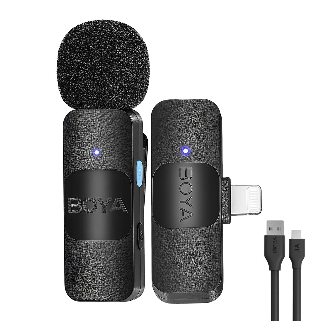 Microfone de Lapela Boya By-v1 p/Ios + Cabo Usb A/C Preto (K-4922-5887)