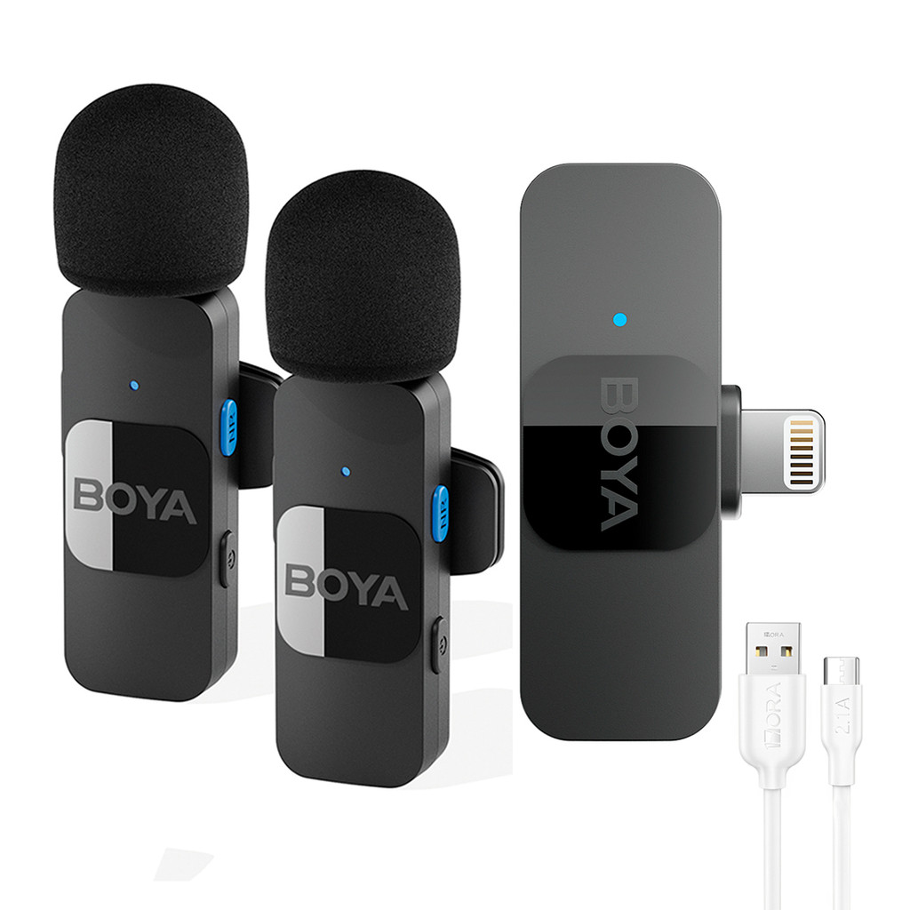 Microfone de Lapela Boya By-v2 p/Ios + Cabo Usb A/C Branco (K-4914-5863)