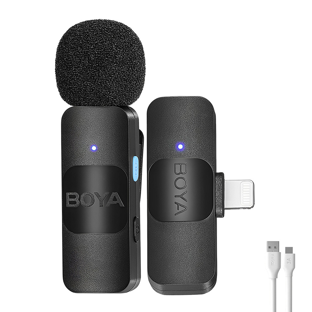 Microfone de Lapela Boya By-v1 p/Ios + Cabo Usb A/C Branco (K-4922-5861)
