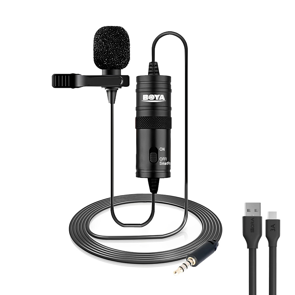 Microfone Lapela Boya By-m1 3.5mm + Cabo Usb 2.0 A/C Preto (K-2162-5887)