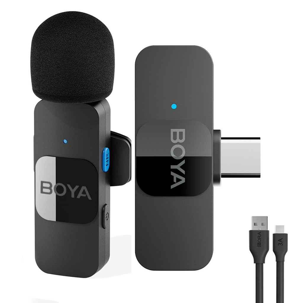 Sistema Microfone Boya By-v10 Lapela + Cabo Usb A/C Preto (K-4913-5887)