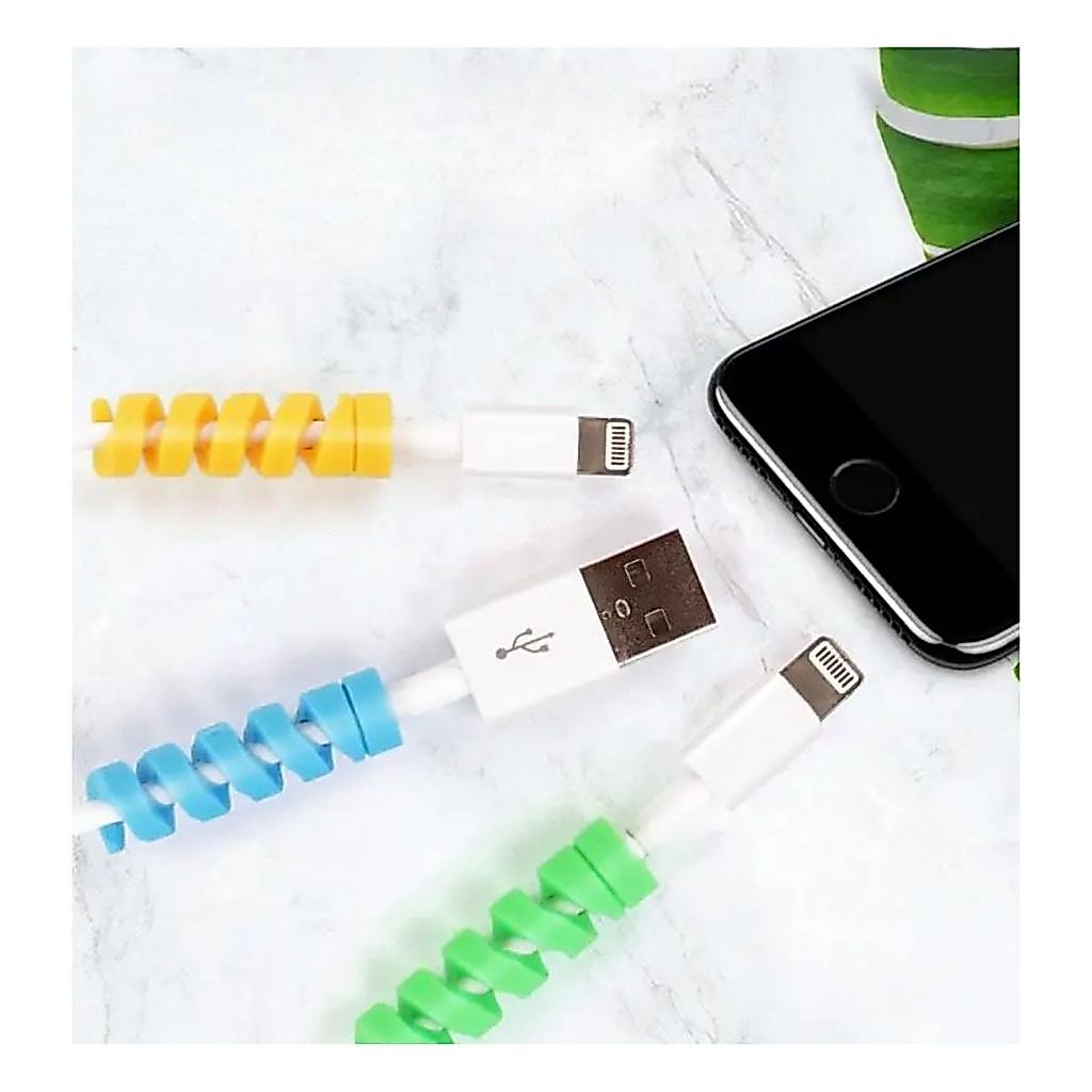 Protetor de Cabo Carregador Silicone Espiral Anti Quebra USB C Celular Fone Ouvido Compatível 4 peças
