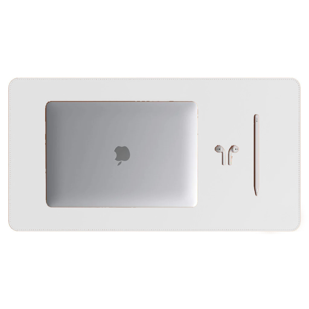Mouse Pad Padrão Branco Couro Premium