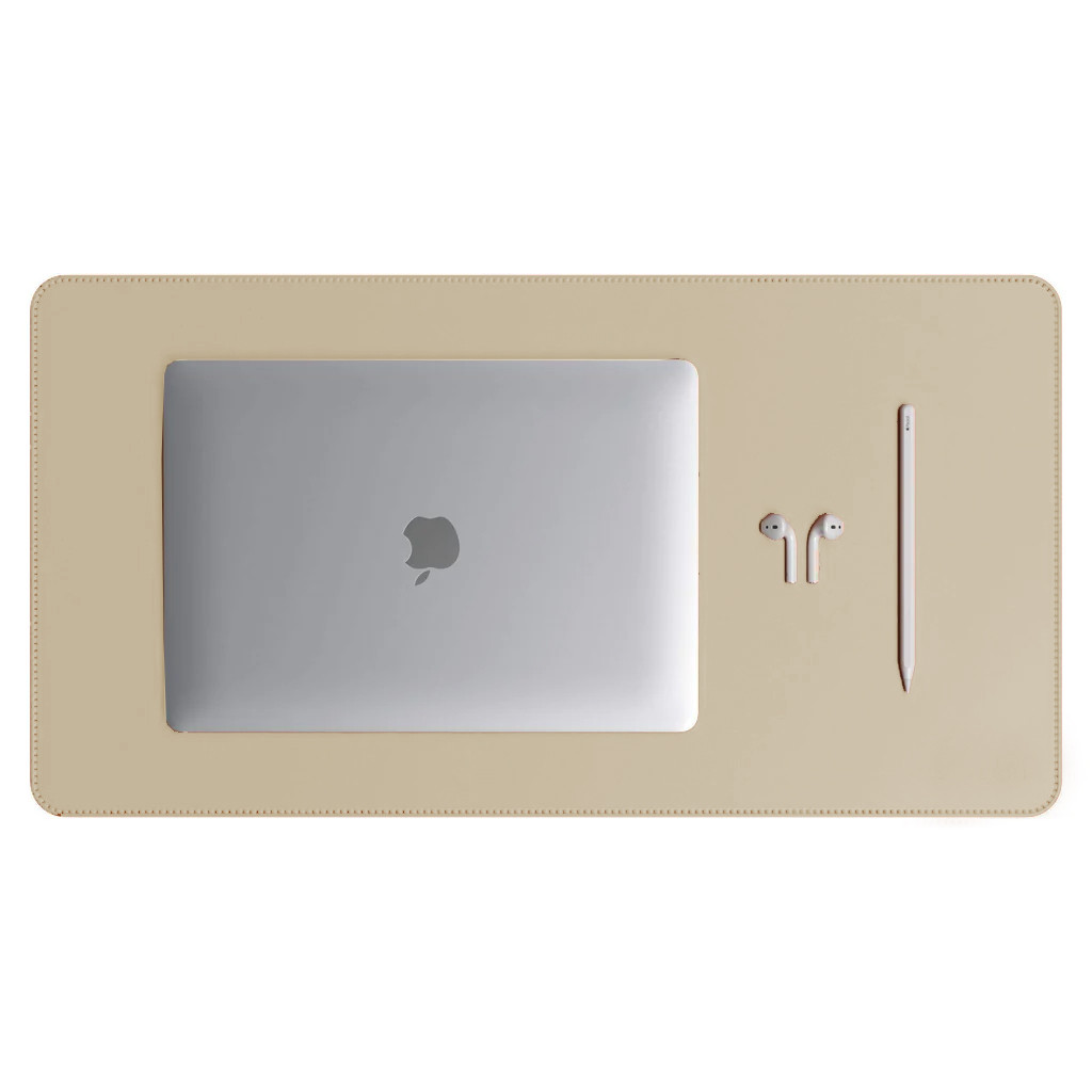 Mouse Pad Padrão Bege Claro Couro Premium