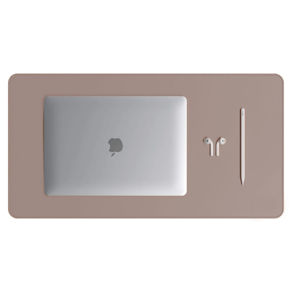 Mouse Pad Grande Couro Sintético Bege Escuro Premium