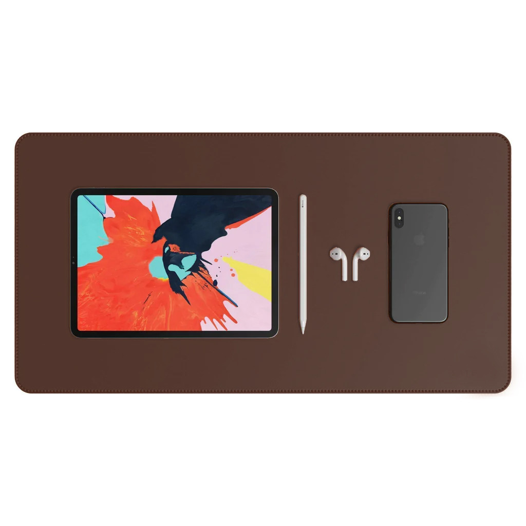 Desk Pad Padrão Marrom Couro Premium