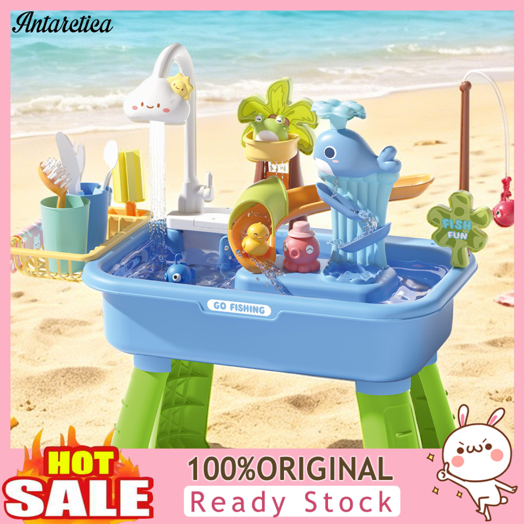 Boys Girls Water Toy Toddlers Table Toddler Sand Play with Faucet Electric Pump Kitchen Sink Fishing Food Accessories fo