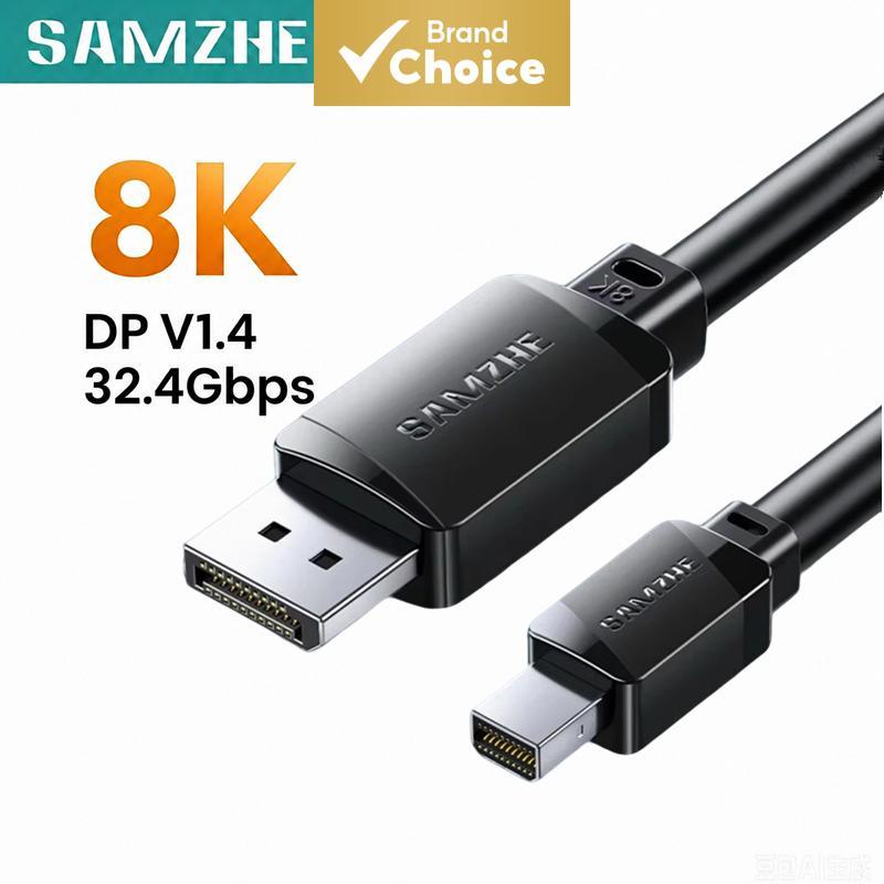 SAMZHE Mini DP para DP 1.4 Cabo 8K 60Hz 4K 240Hz Transferência Bidirecional Cabo Thunderbolt para Monitor de Laptop