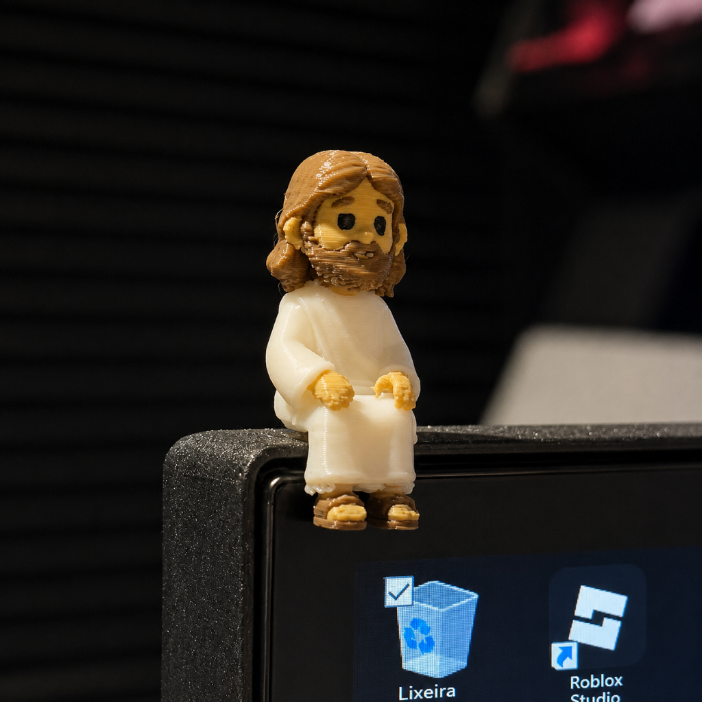 Mini Jesus para Monitor Viralizou TV Enfeite Religioso Decorativo para Computador Chibi