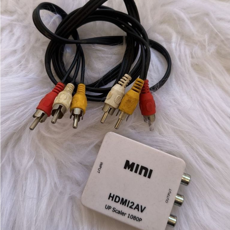 conversor mini hdmi2av, utilizado para conectar dispositivos com saída hdmi a televisores ou monitores mais antigos