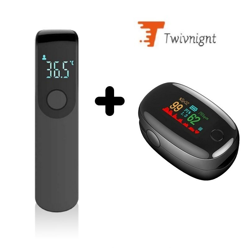 Mini Termômetro digital Portátil Sem Contato Para Testa E monitor De Oxímetro De Dedo Configurações Domésticas.