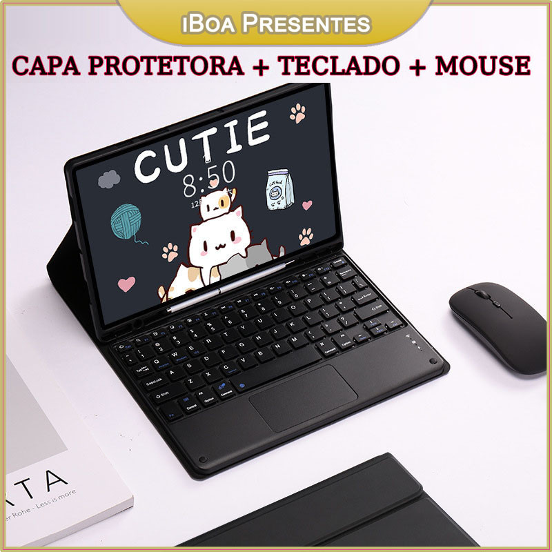 Para Samsung Galaxy Tab S6 Lite 10.4 A8  Capa De Couro Magnética Com Teclado E Mouse