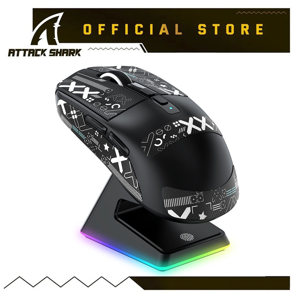 ATTACK SHARK X6 Three Modes Gaming Mouse With Charging Dock 49g SUPERLIGHT, Magnetic Charging Dock