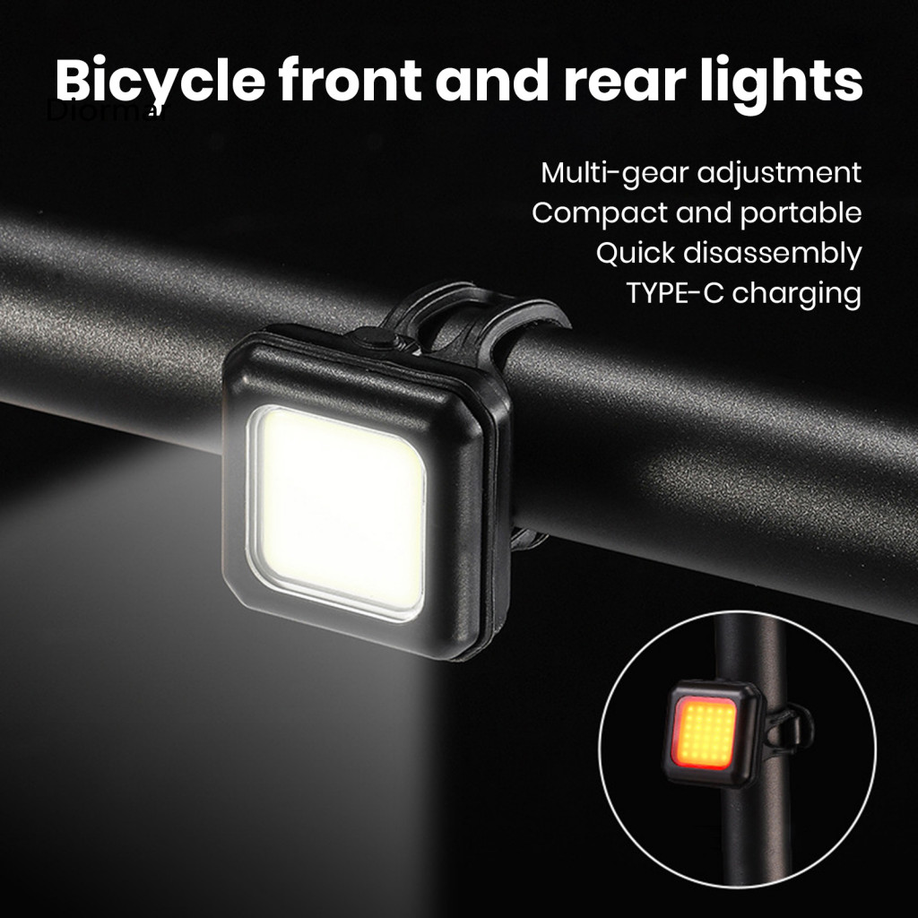 Rain-resistant Bicycle Light Led Front Rear Set Usb Type-c Rechargeable Mtb Road Bike Safety Lamp 3 Modes Adjustable Bri