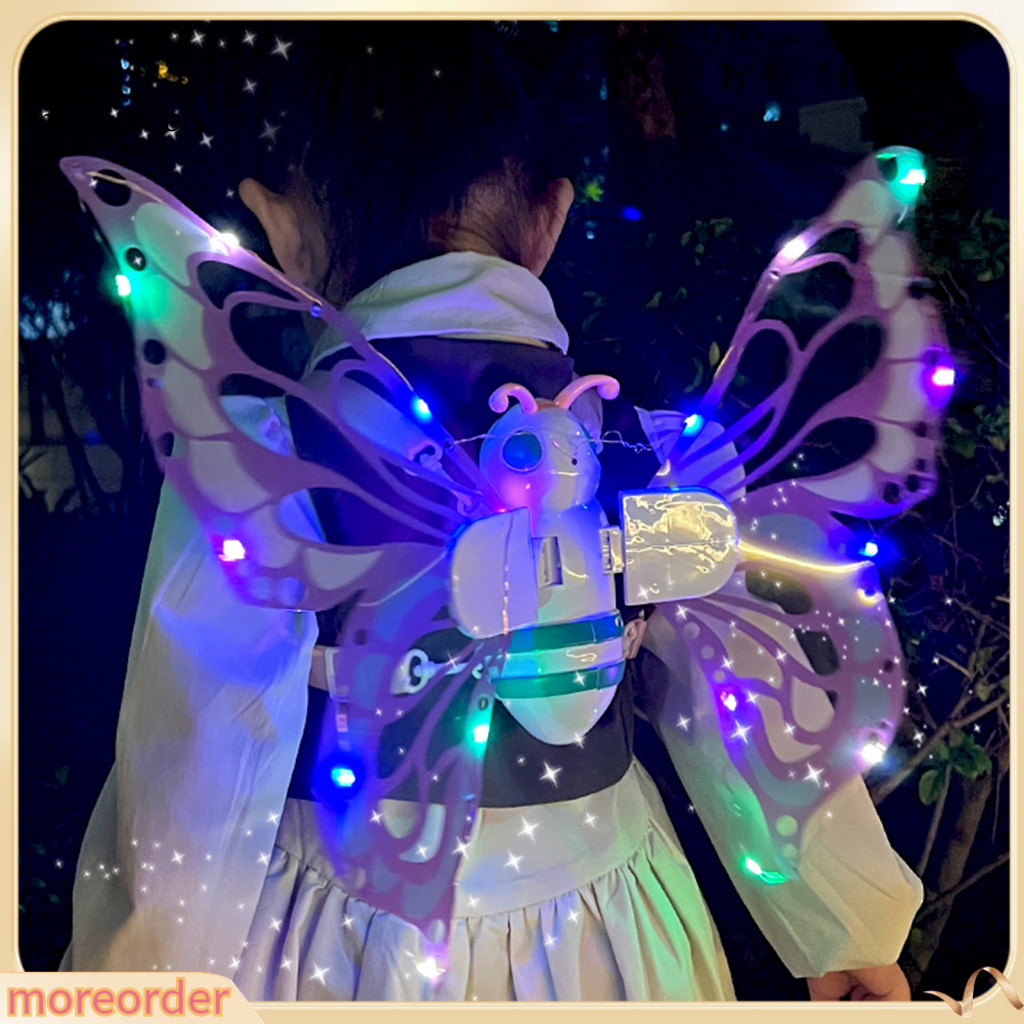 Electric Butterfly Wings with Led Lights and Music Lightweight Flapping Fairy Elf for Kids Adjustable Straps Perfect for