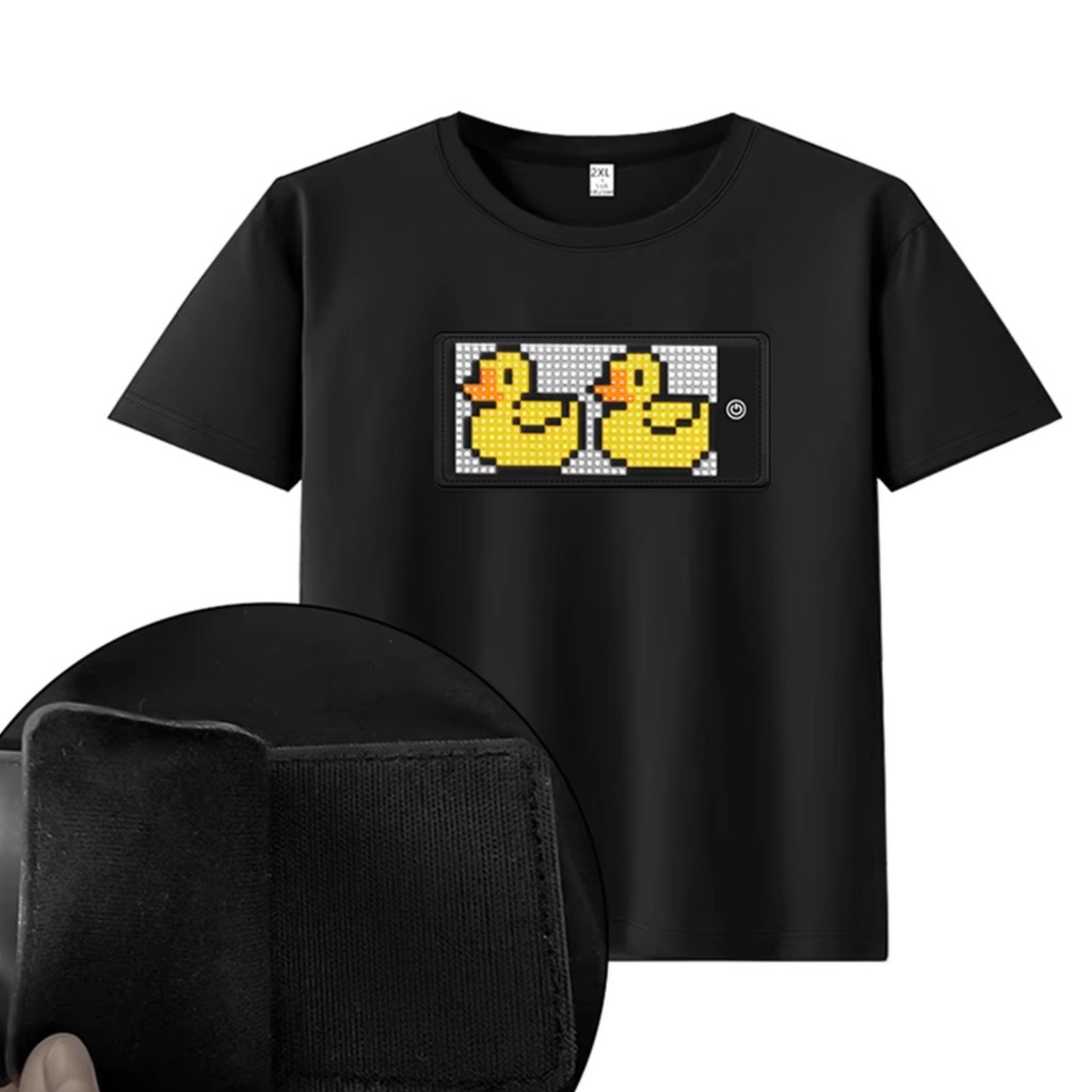 Camiseta com LED Interativo Controle por App no Celular via Bluetooth Personalize Frases e Animações