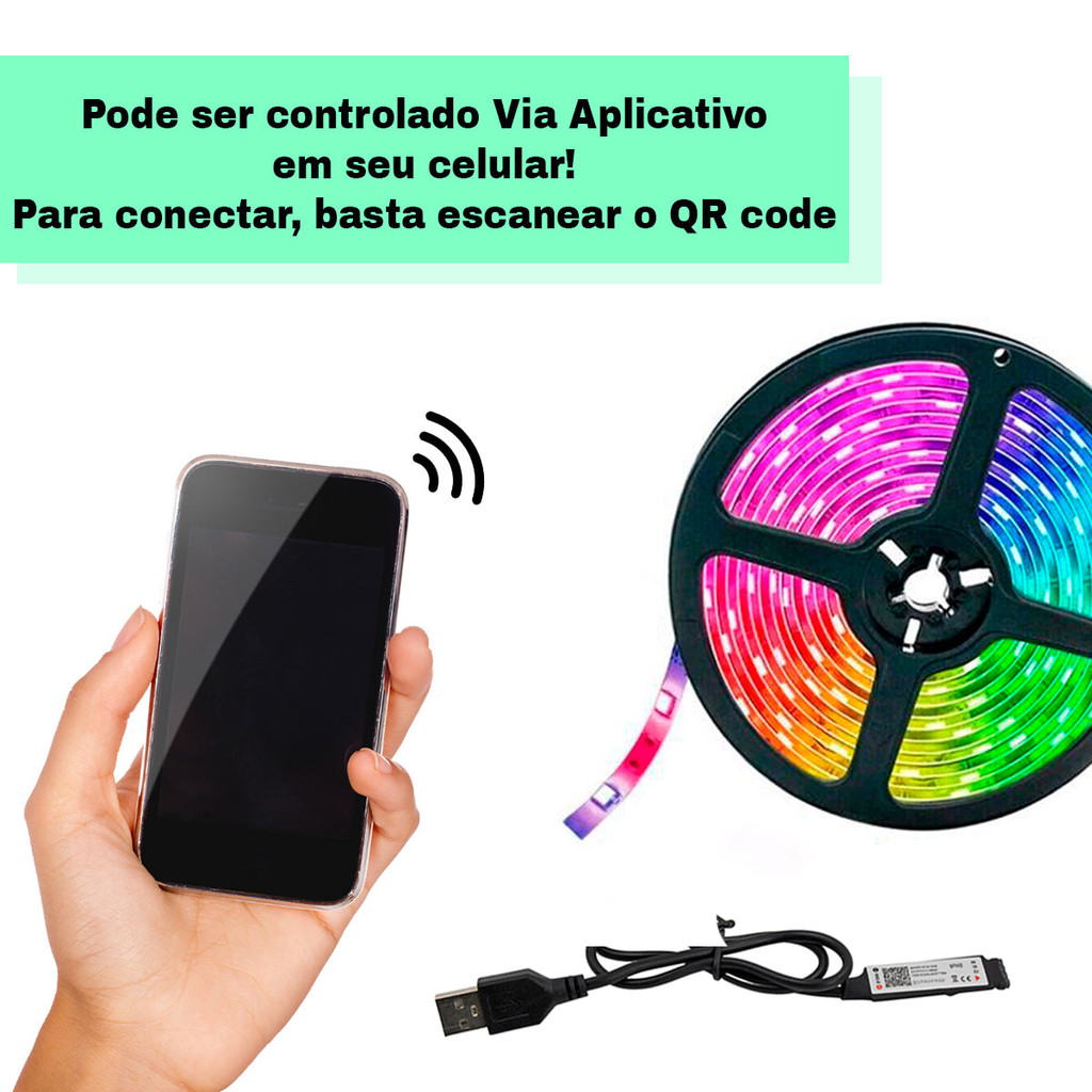 Fita Led RGB com Controle Via App para Decoração Original