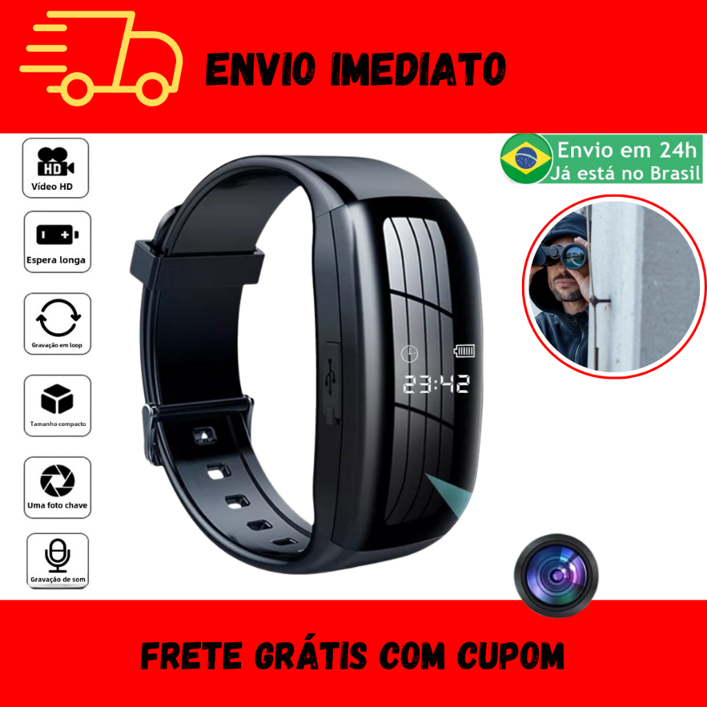 Relógio Digital Filmadora Secreta Mini Câmera Escondida Escuta Profissional Gravador