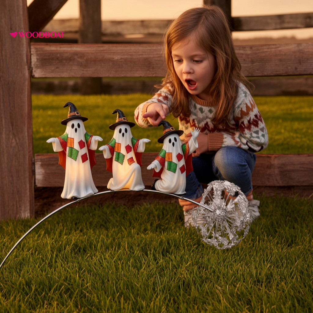 Anti Rust Metal Ground Stakes Cute Halloween Ghost Decor Yard Stake Waterproof Resin Outdoor Decoration Adjustable Detac